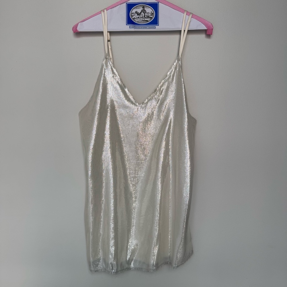 Are You Am I Zillah Silver Raw-Edge Dress size XS
